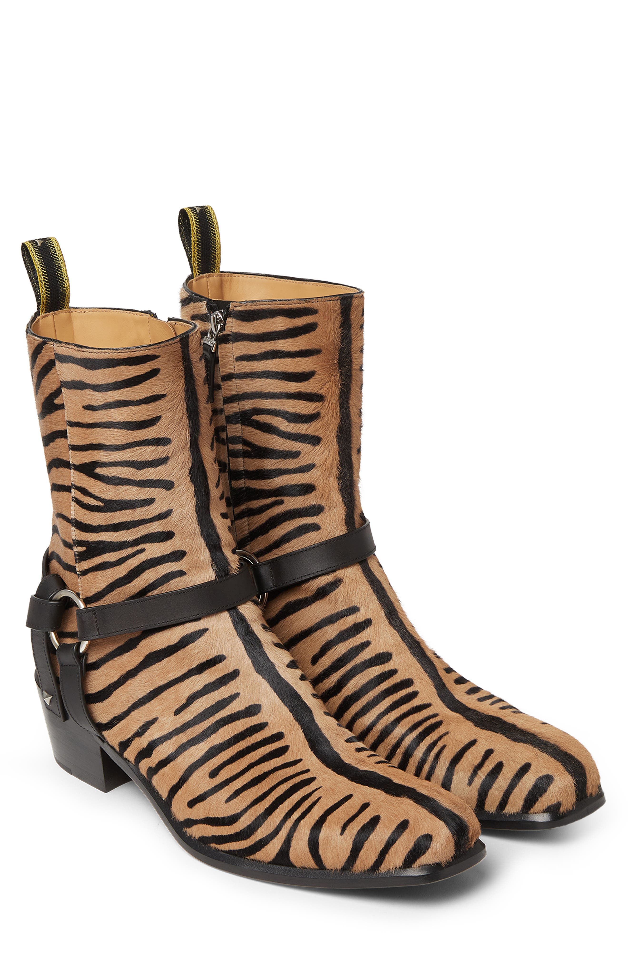 Genuine Calf Hair Harness Boot, Alternate, color, NATUR NERO NERO MORO
