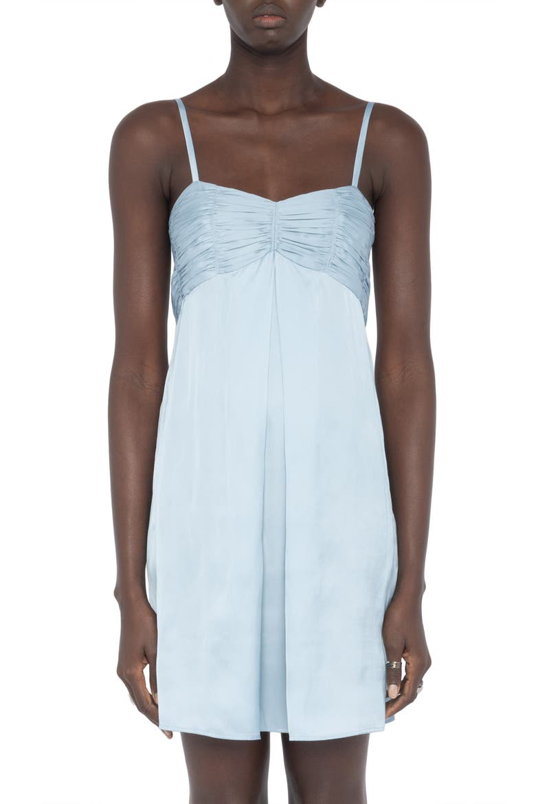 Rippies Pleated Satin Slipdress, Alternate, color, SKY