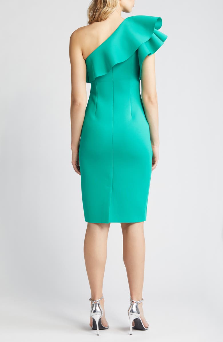 Eliza J One-Shoulder Ruffle Neck Midi Dress, Alternate, color, 