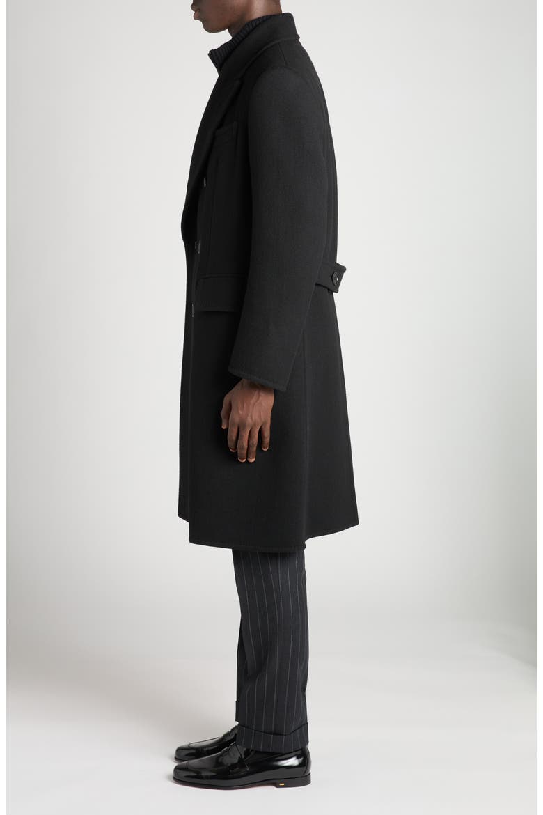 Double Breasted Black Wool Overcoat, Alternate, color, LB999 BLACK