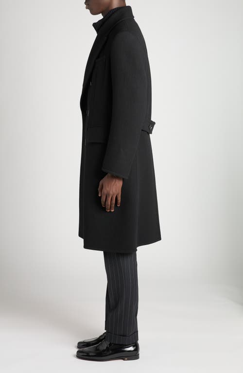 Tom Ford Double Breasted Black Wool Overcoat In Black