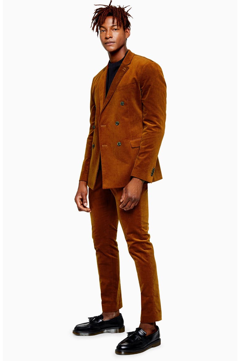 A-List Skinny Fit Velveteen Trousers, Alternate, color, BROWN
