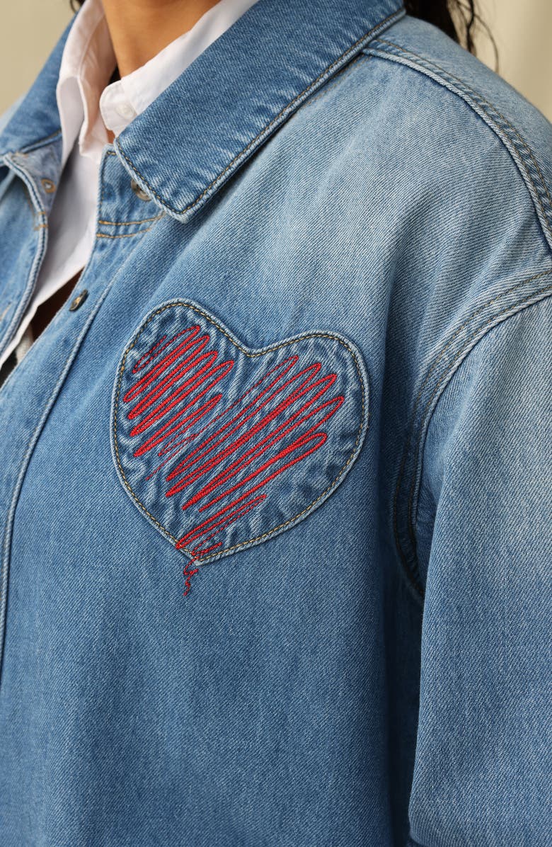 Bayeas Rosalind Embroidered Denim Jacket, Alternate, color, Medium Blue