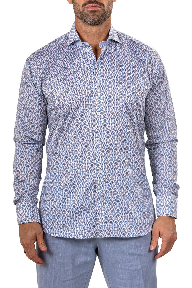 Einstein Marthyr 0245 Contemporary Fit Button-Up Shirt, Main, color, WHITE BLUE