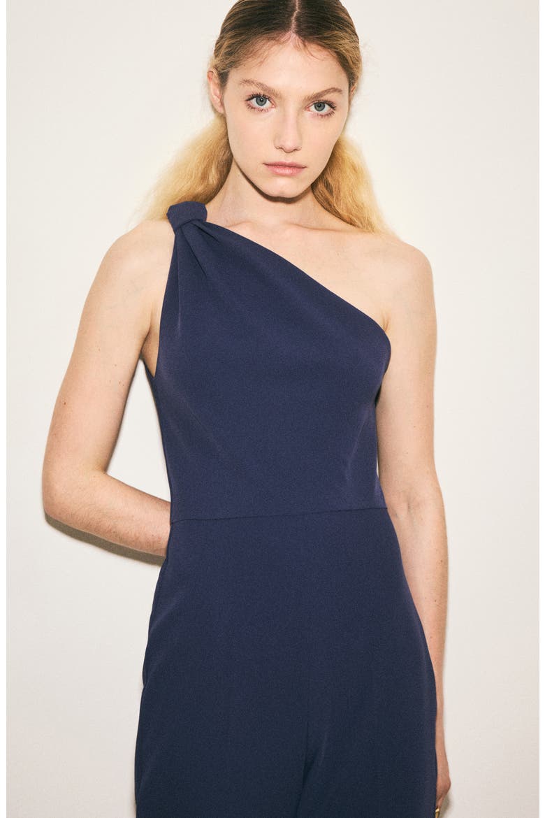 Knotted One-Shoulder Jumpsuit, Alternate, color, INK BLUE