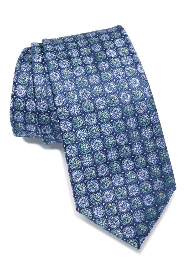 Glover Medallion Tie, Main, color, BLUE/ GREEN