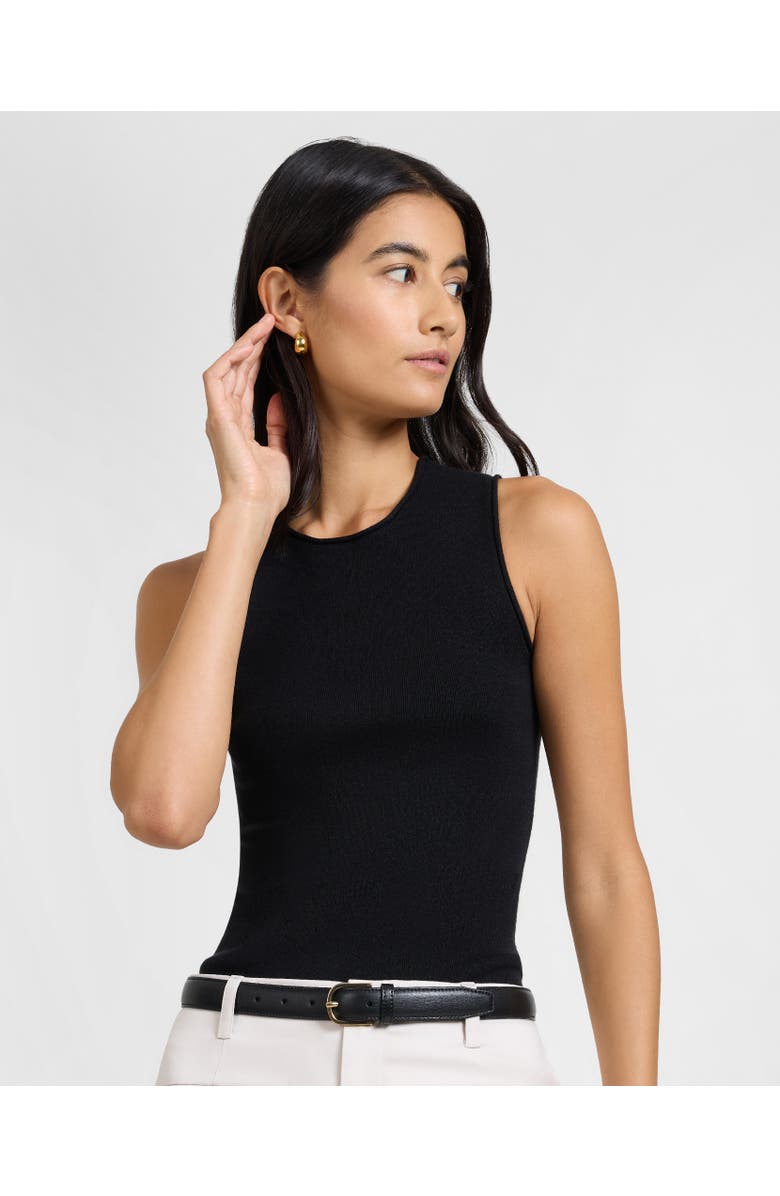 Onia Fitted Micro Rib Tank, Main, color, Black