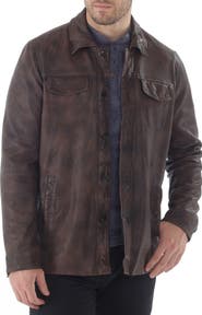 Missani Le Collezioni Tumbled Up Leather Shirt Jacket