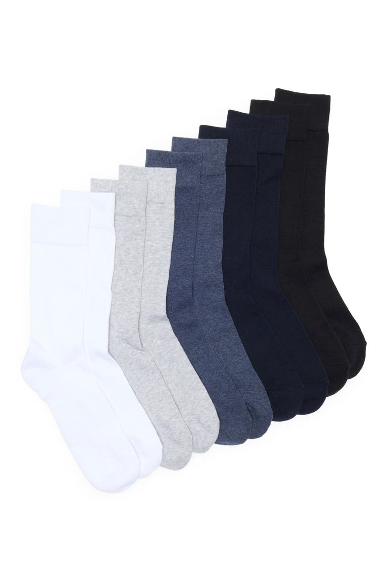 Cushioned 5-Pack Solid Crew Socks, Main, color, ESSENTIAL MULTI