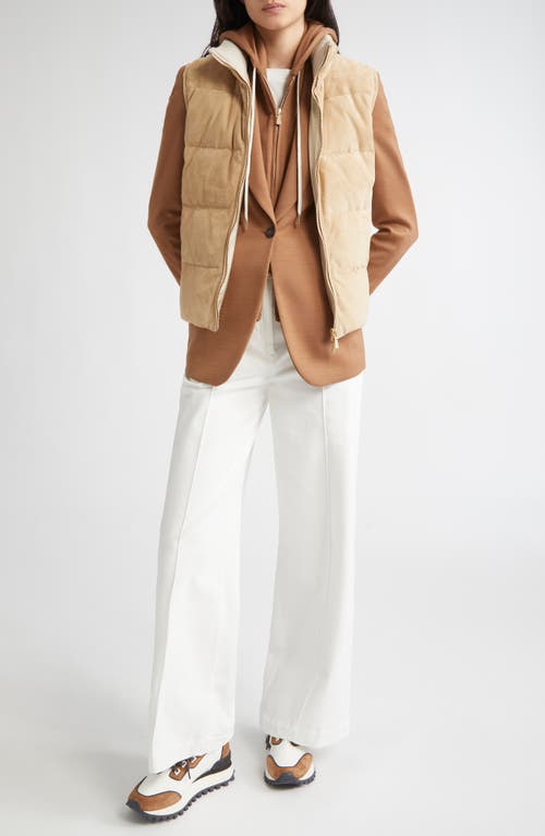Eleventy Suede Down Vest In Neutral