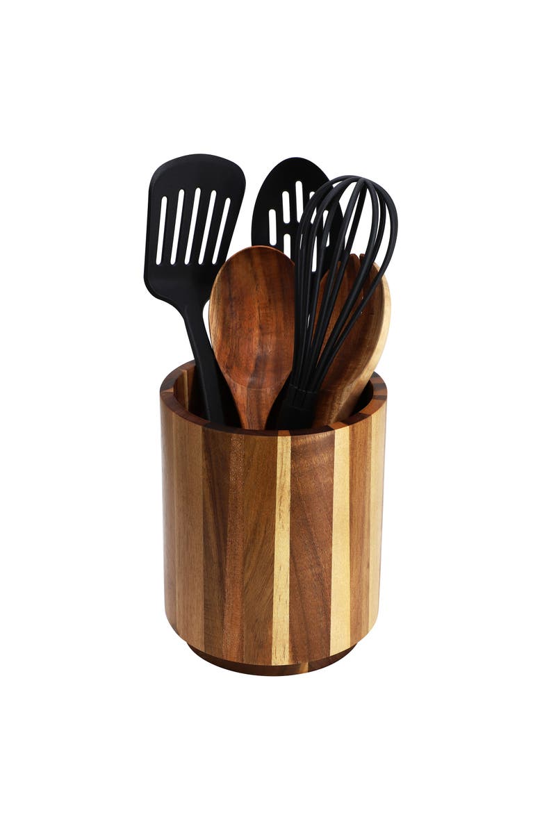Megachef Acacia Wood 360 Rotating Utensil Holder, Main, color, Acacia