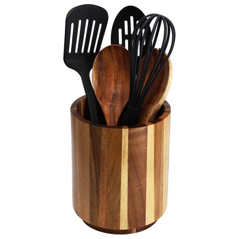Acacia Wood 360 Rotating Utensil Holder