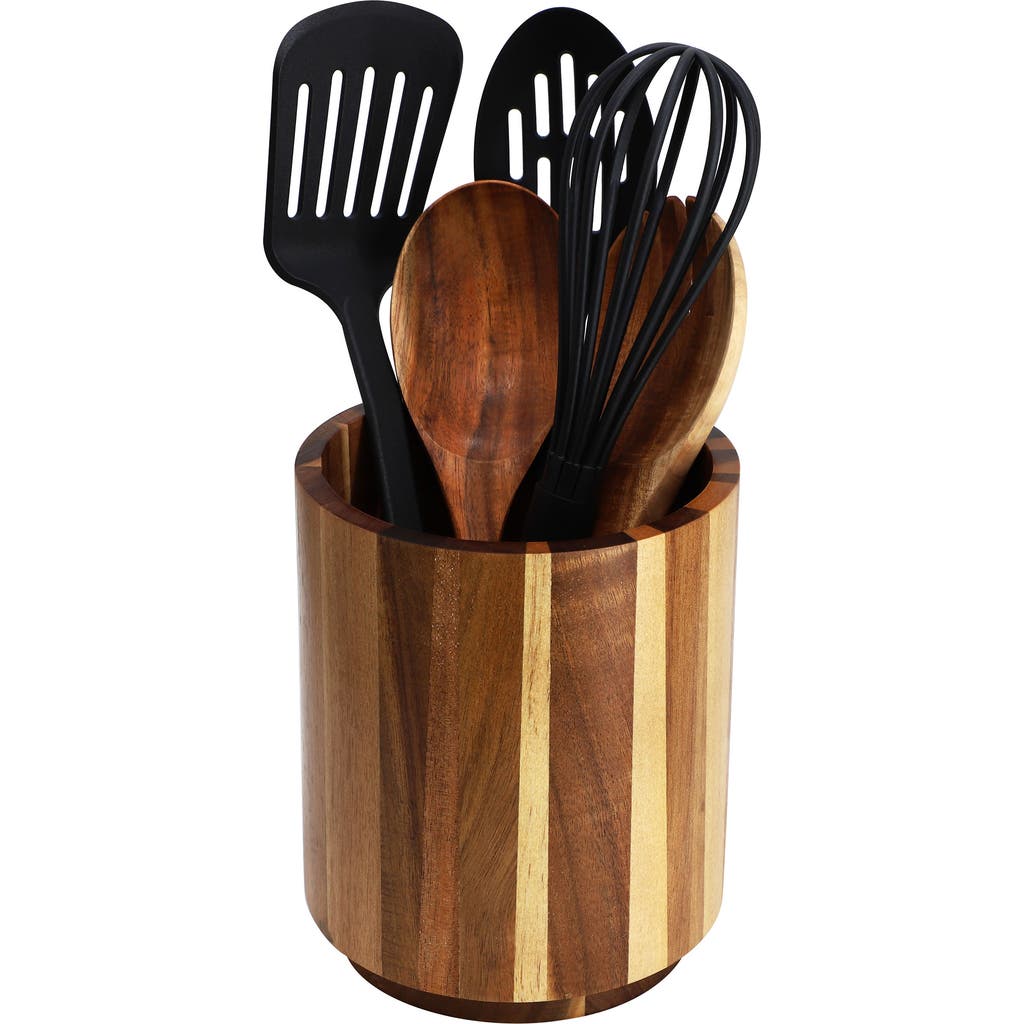 Megachef Acacia Wood 360 Rotating Utensil Holder In Brown