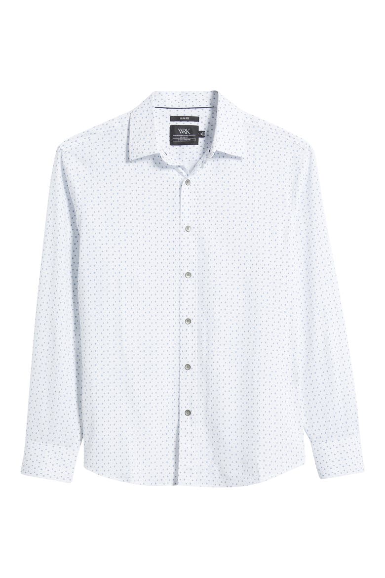 Trim Fit Neat Performance Button-Up Shirt, Alternate, color, WHITE