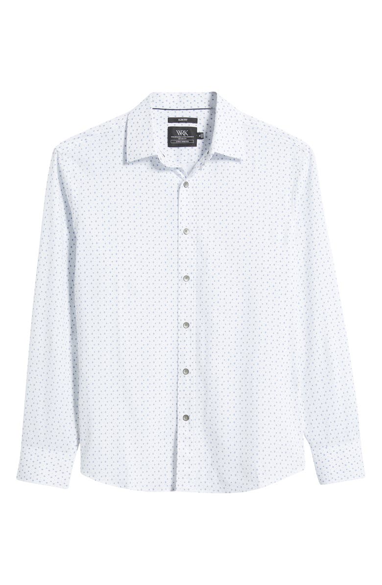 W.R.K Trim Fit Geometric Print Performance Button-Up Shirt, Alternate, color, White