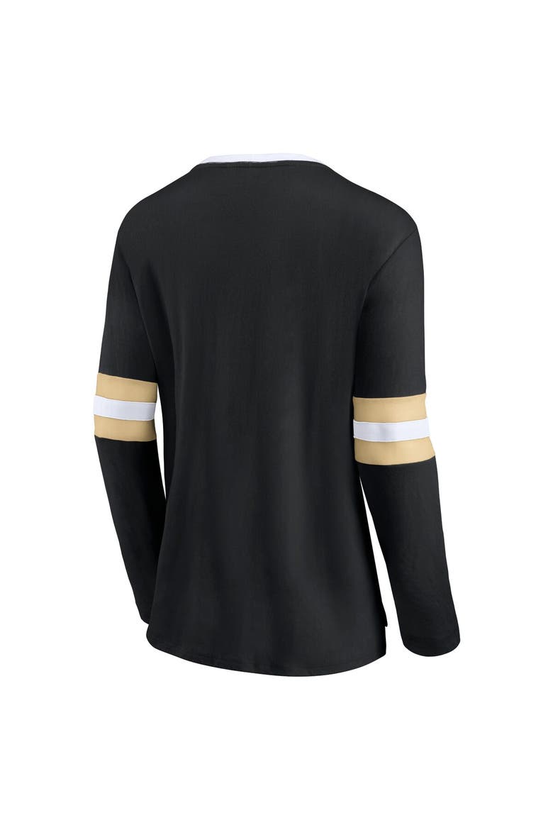 Women's Fanatics Branded Black New Orleans Saints Block Party Team Script Lace-Up Long Sleeve T-Shirt, Alternate, color, BLACK