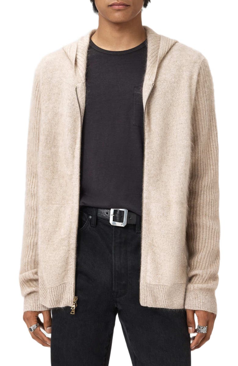 John Varvatos Catherine Cashmere Zip Hoodie, Alternate, color, Terra Brown