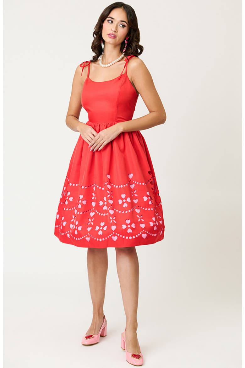 1950s Bobbie Swing Dress, Main, color, Red W/Pink Hearts