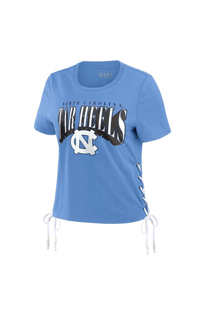 WEAR by Erin Andrews Women's WEAR by Erin Andrews Carolina Blue North Carolina Tar Heels Side Lace-Up Modest Crop T-Shirt, Alternate, color, Light Blue