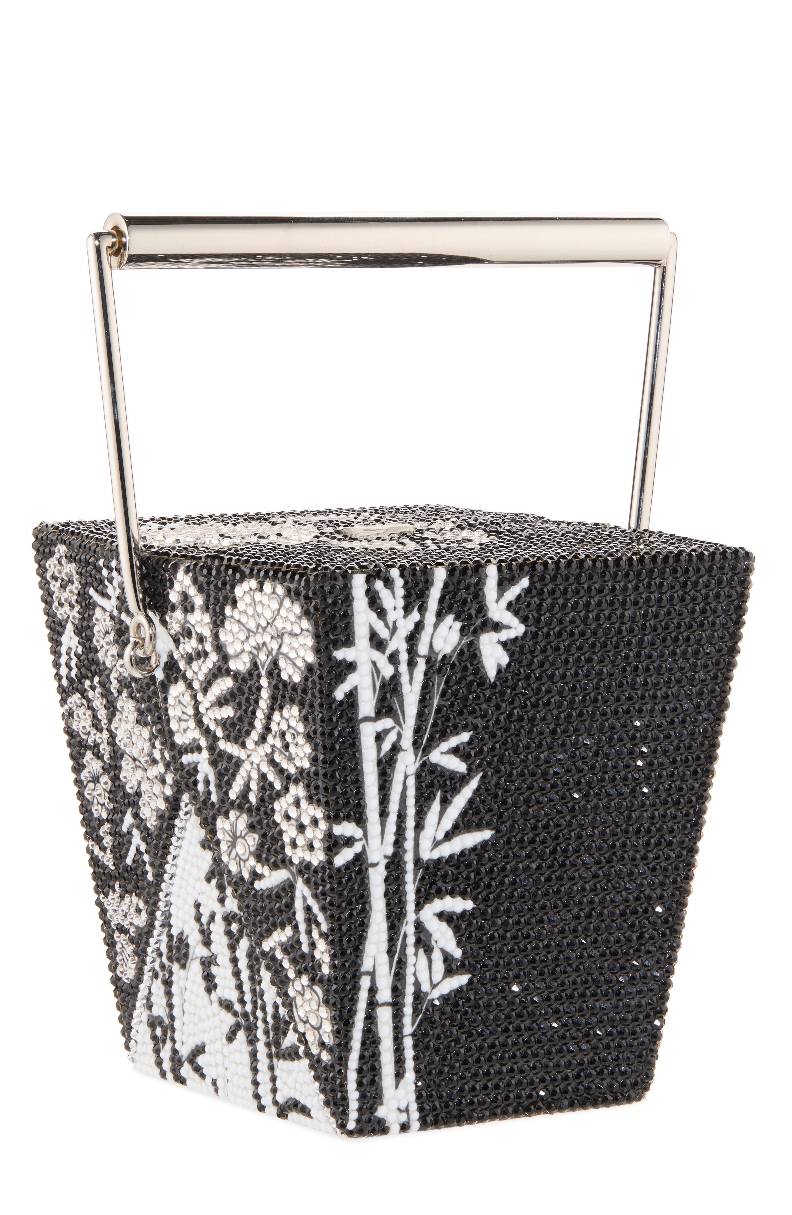 Bamboo Crystal Take Out Box Evening Bag, Main, color, SILVER JET MULTI