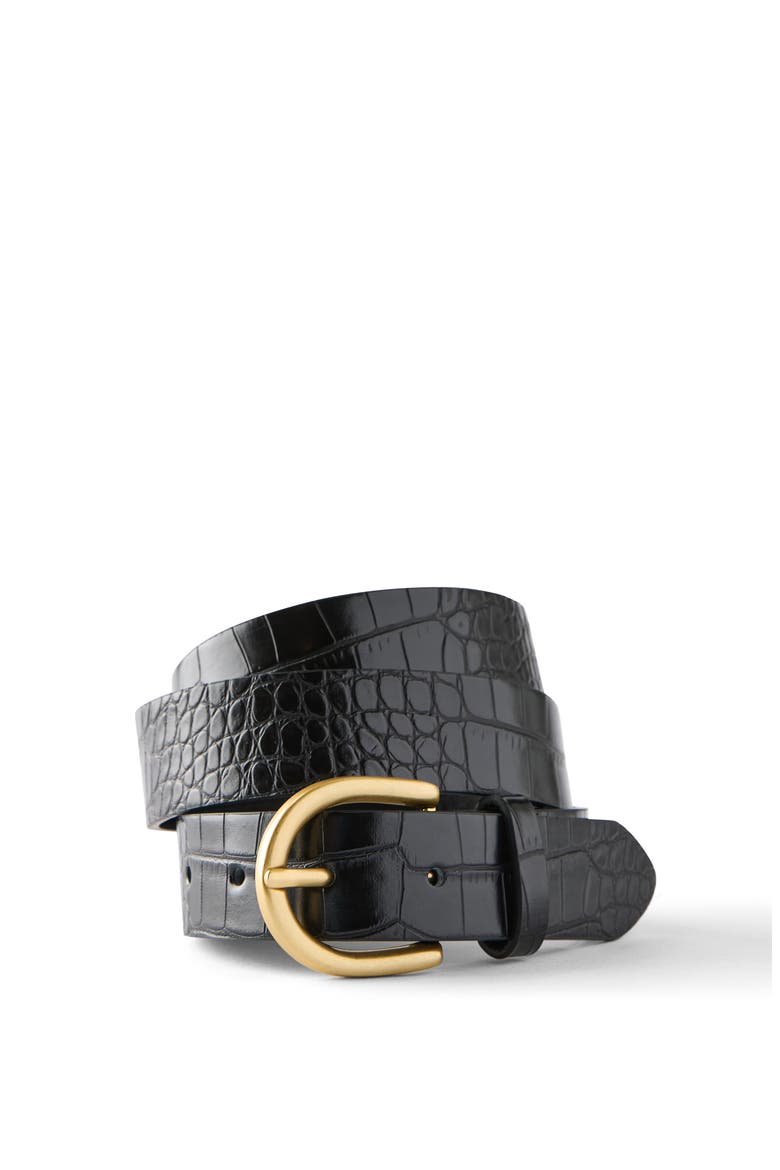 Men's Croc Embossed Belt, Alternate, color, Black Brushed Gold