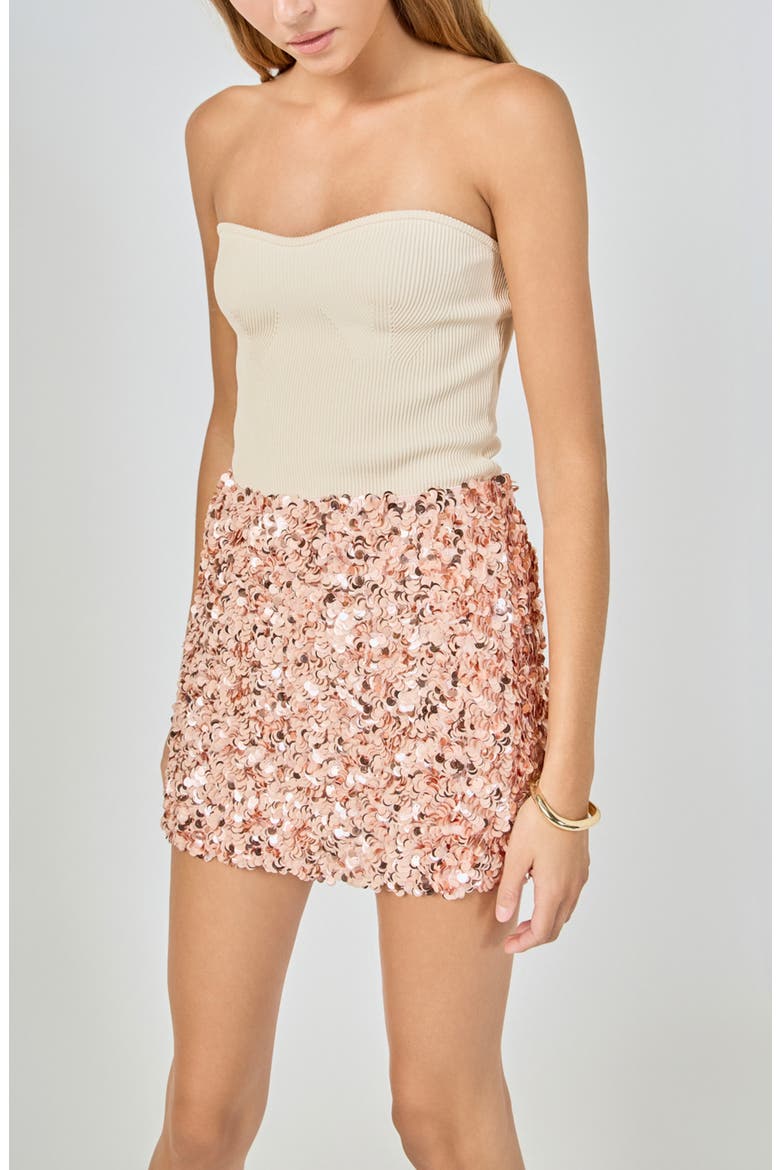 Sequin A-Line Miniskirt, Alternate, color, CORAL