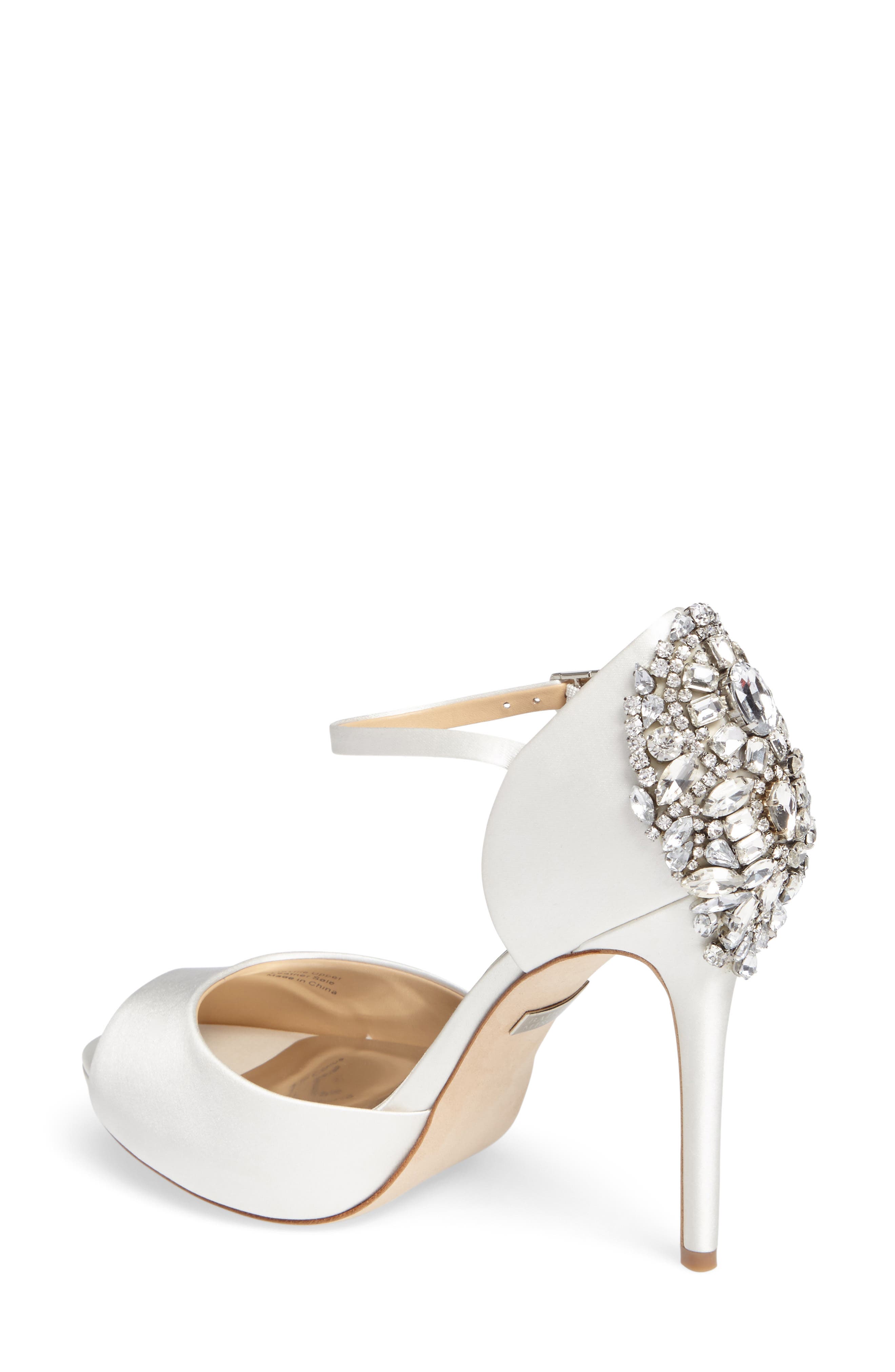 Badgley Mischka 'Dawn' Crystal Back d'Orsay Pump, Alternate, color, WHITE SATIN
