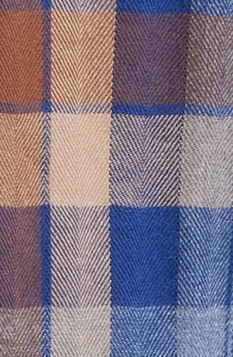 Johnston & Murphy Heather Plaid Button-Down Shirt, Alternate, color, Navy/ Brown Large Plaid