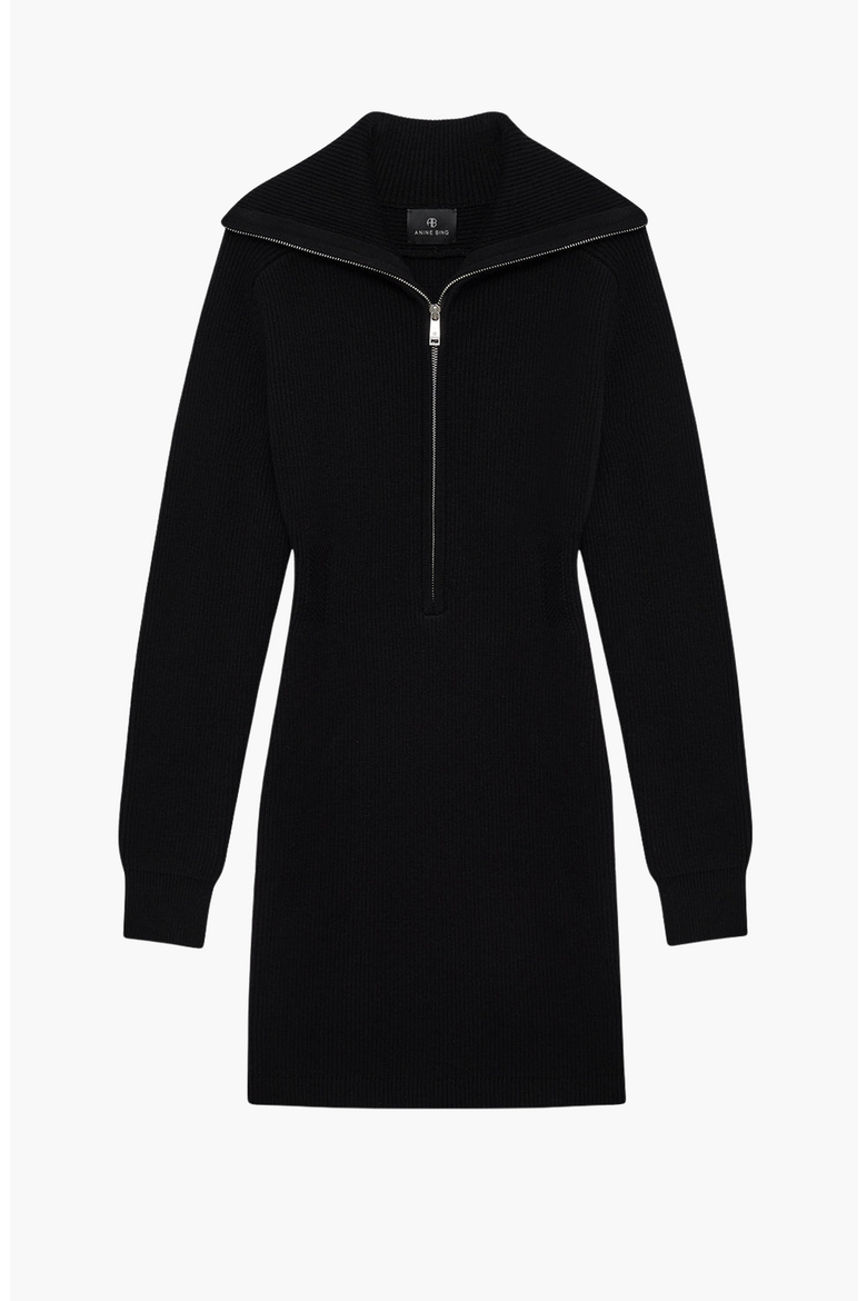 June Trucker Collar Dress, Alternate, color, Black