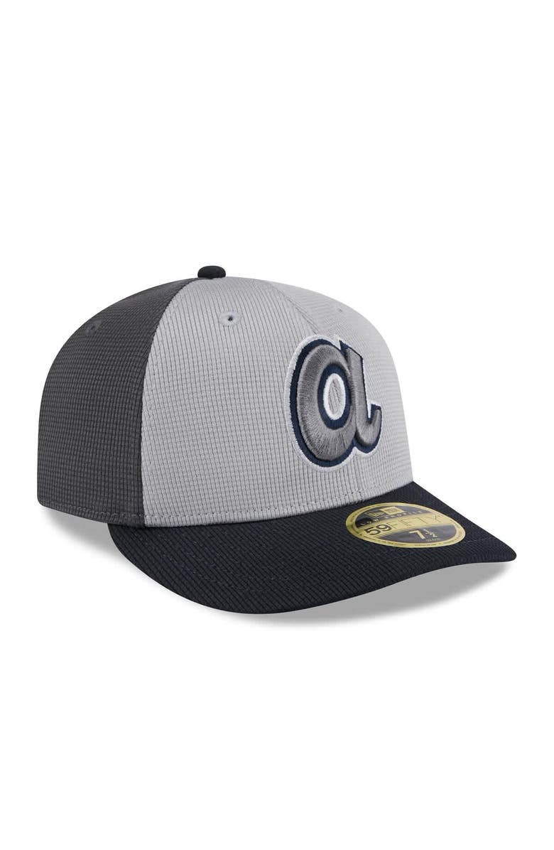 New Era Men's New Era  Gray/Navy Atlanta Braves 2025 Batting Practice Low Profile 59FIFTY Fitted Hat, Alternate, color, 