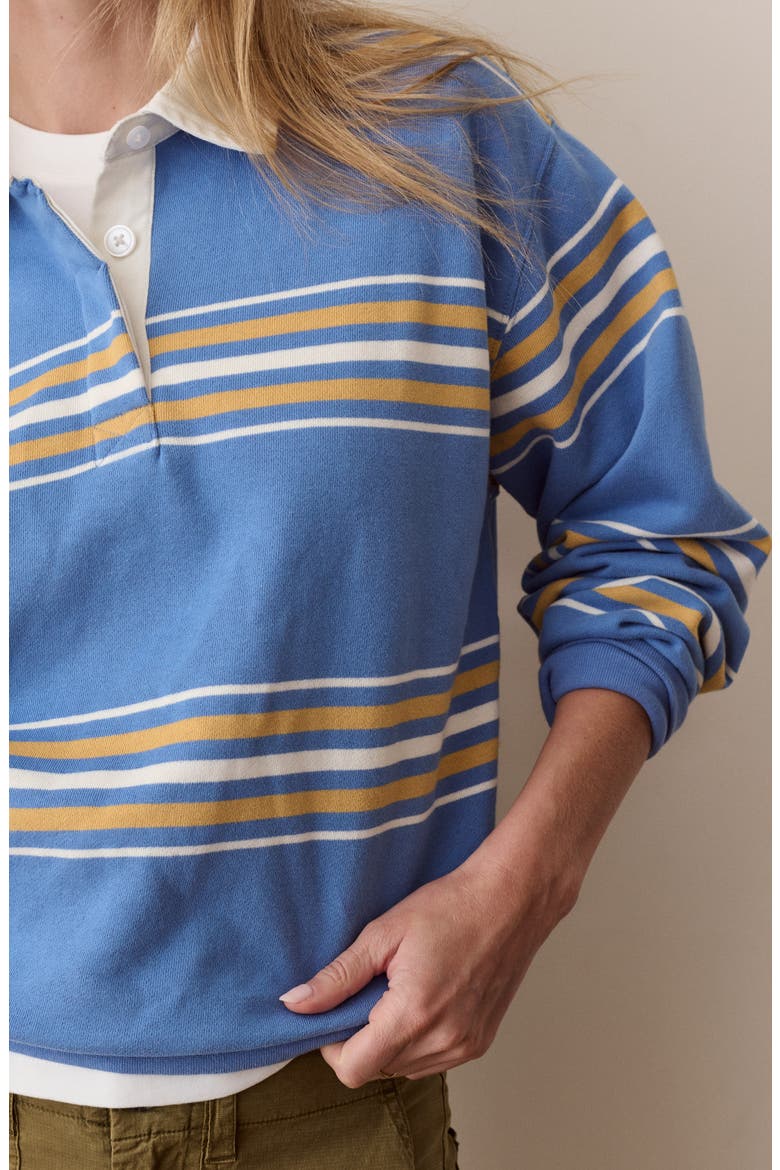 Cloud 9 Cotton Blend Fleece Polo, Alternate, color, FADED BLUE AND GOLD