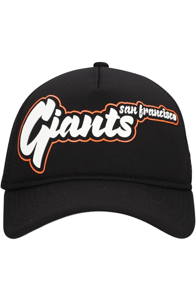 New Era Men's New Era Black San Francisco Giants Retro Bold A-Frame Trucker 9FORTY Adjustable Hat, Alternate, color, Black