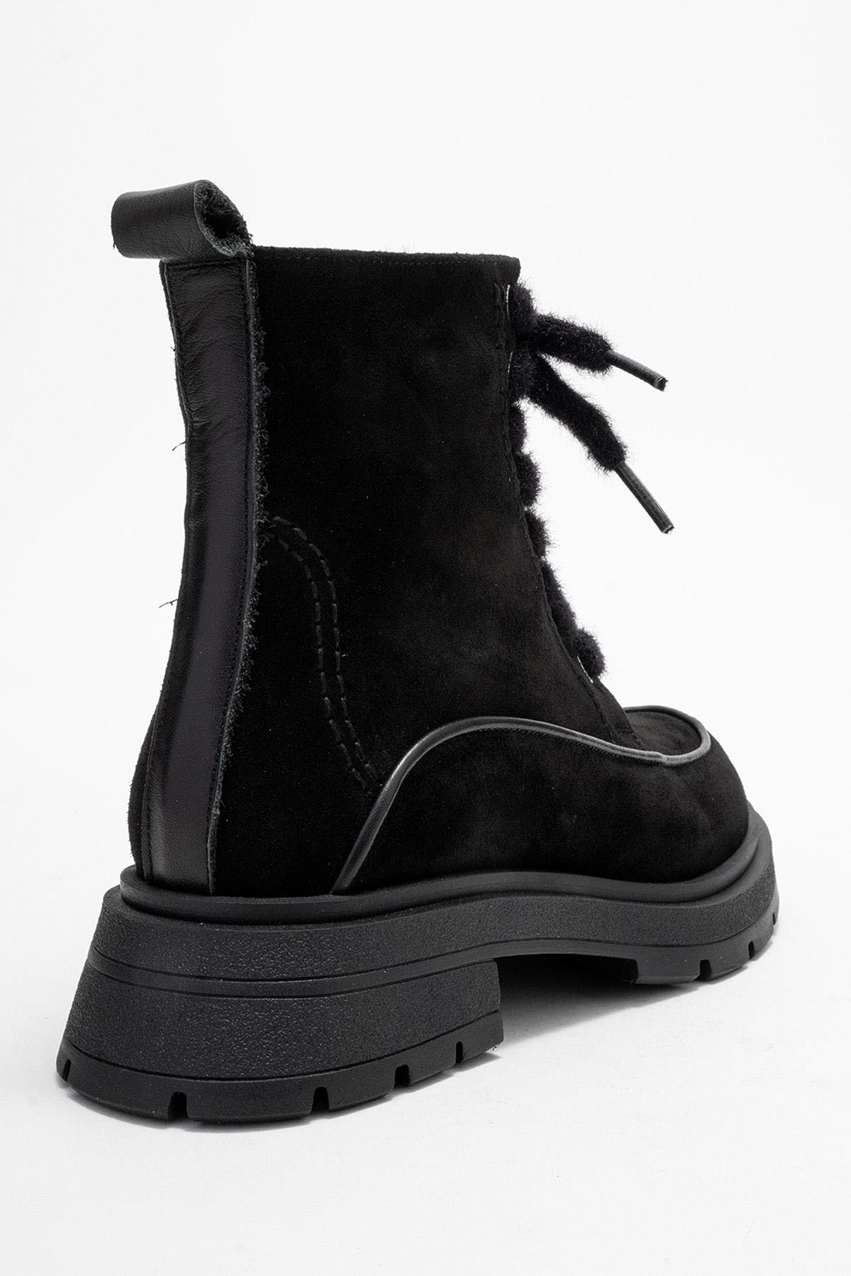 Mina Leather Combat Boot, Alternate, color, Black Suede Leather
