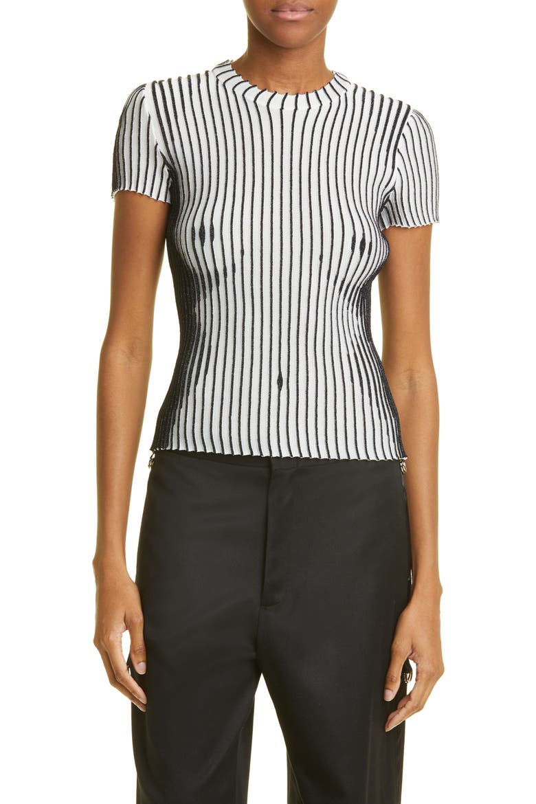 Body Morph Trompe l'Oeil Rib Sweater, Main, color, WHITE/ NAVY