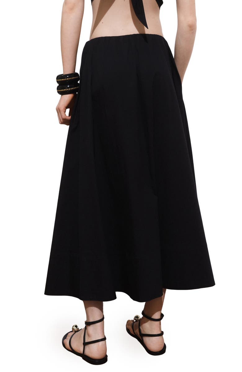 MANGO Flared Cotton Midi Skirt, Alternate, color, Black