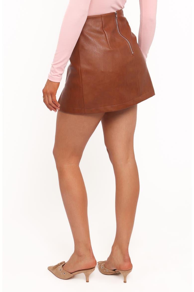 Catania Faux Leather Miniskirt, Alternate, color, CAMEL BROWN