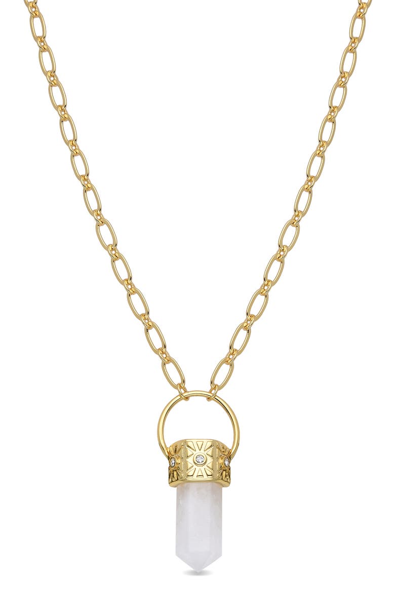 Elina Clear Quartz Pendant Necklace, Main, color, GOLD