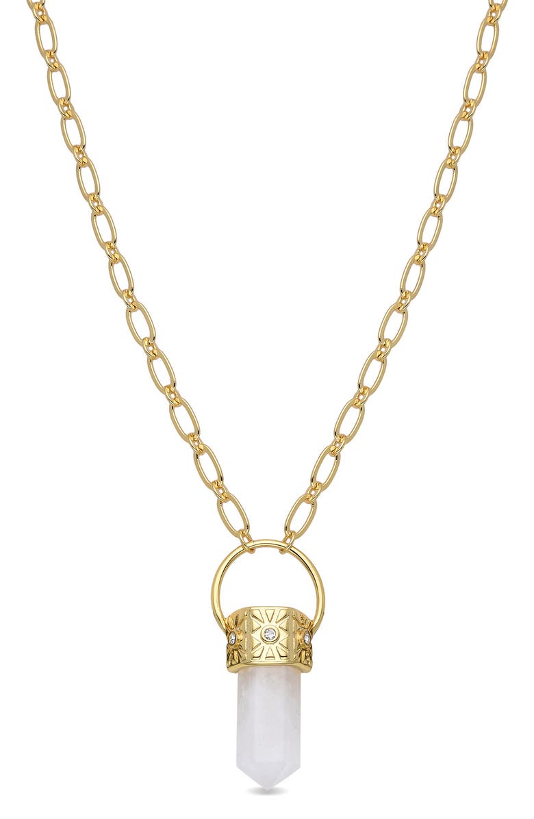 EYE CANDY LOS ANGELES Elina Clear Quartz Pendant Necklace, Main, color, Gold