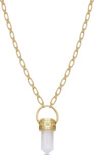 EYE CANDY LOS ANGELES Elina Clear Quartz Pendant Necklace