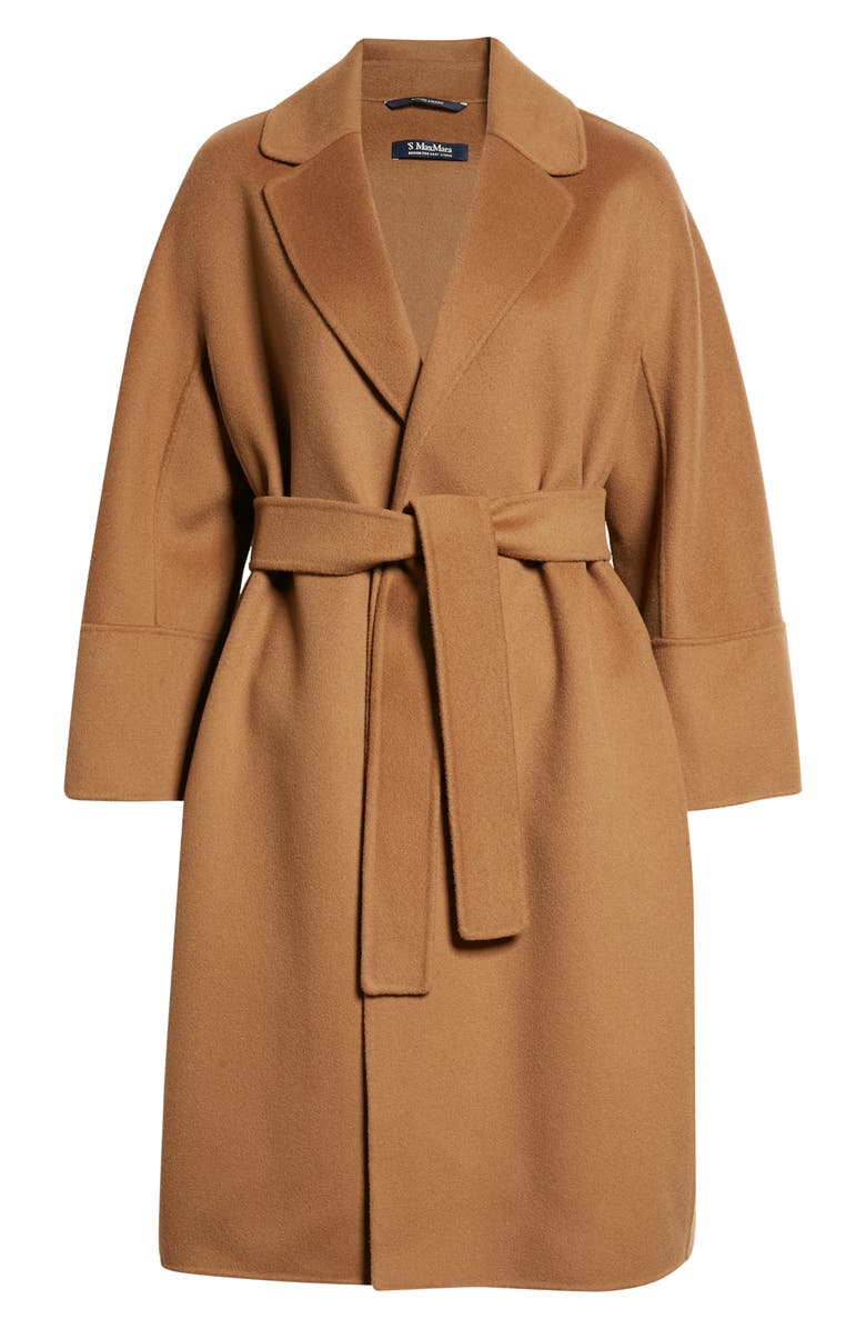 Max Mara Arona Belted Double Face Virgin Wool Wrap Coat, Alternate, color,