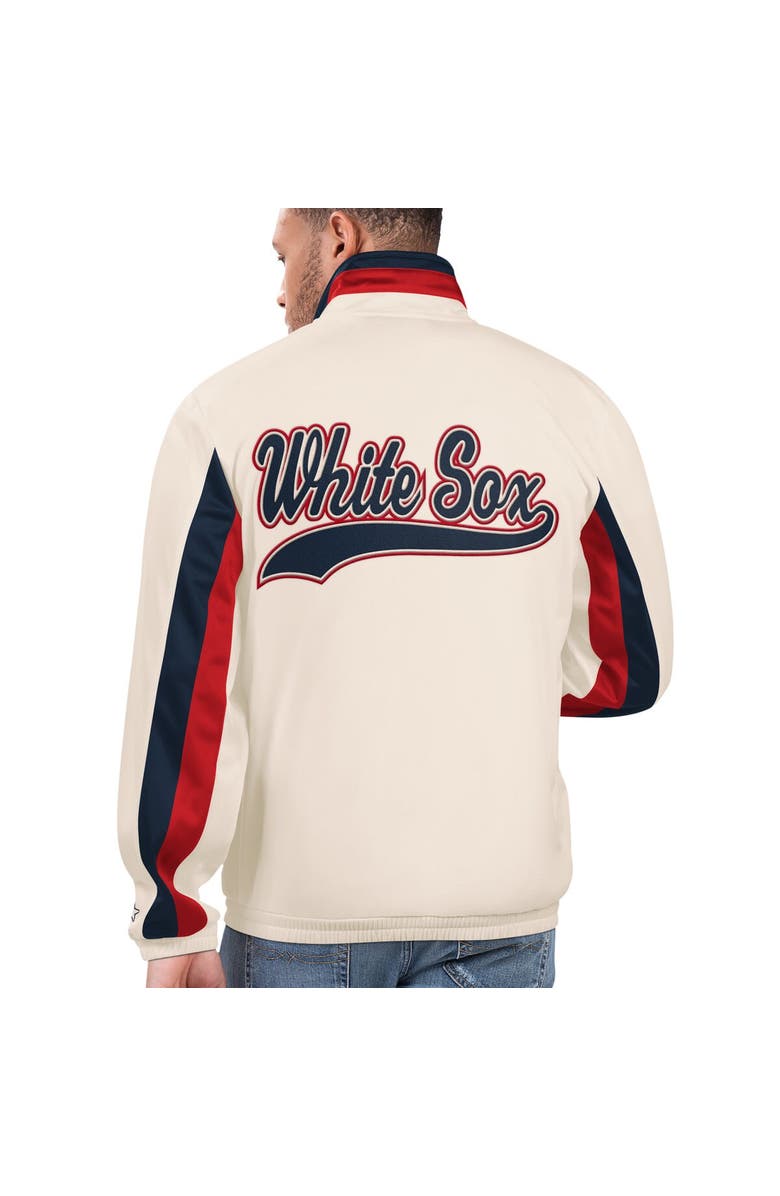 STARTER Men's Starter Cream Chicago White Sox Rebound Cooperstown Collection Full-Zip Track Jacket, Alternate, color, 