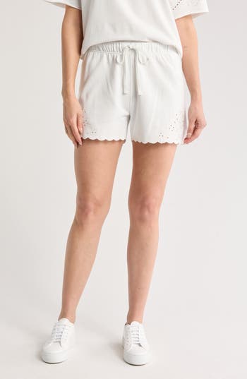 Splendid Raylee Scallop Eyelet Shorts In Paper