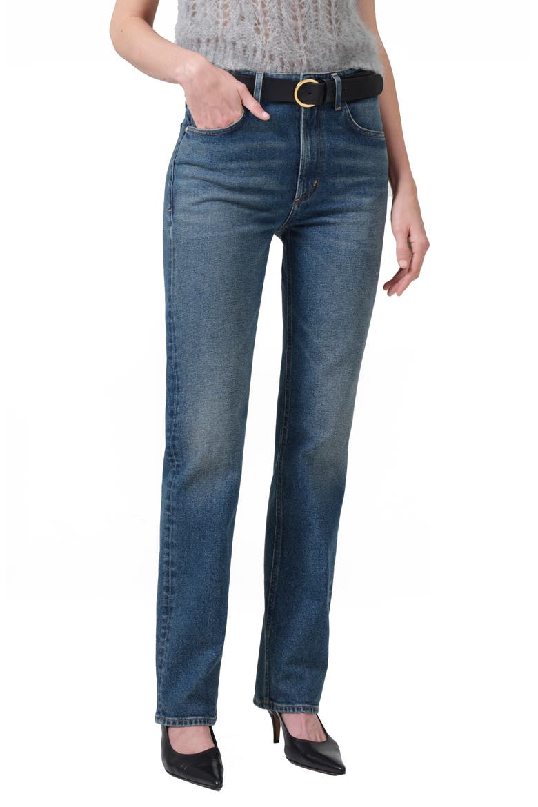 Zurie High Waist Straight Leg Jeans, Alternate, color, EUGENE