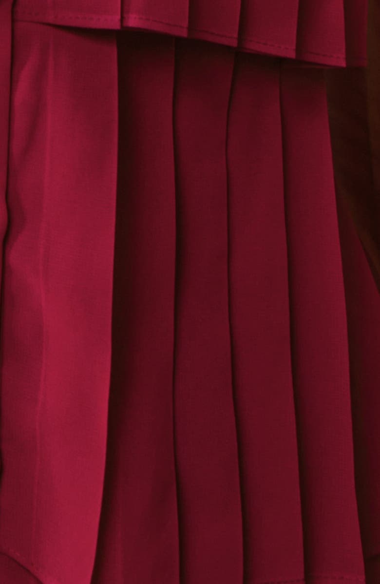 FLYING TOMATO Tiered Long Sleeve Shirtdress, Alternate, color, Ruby