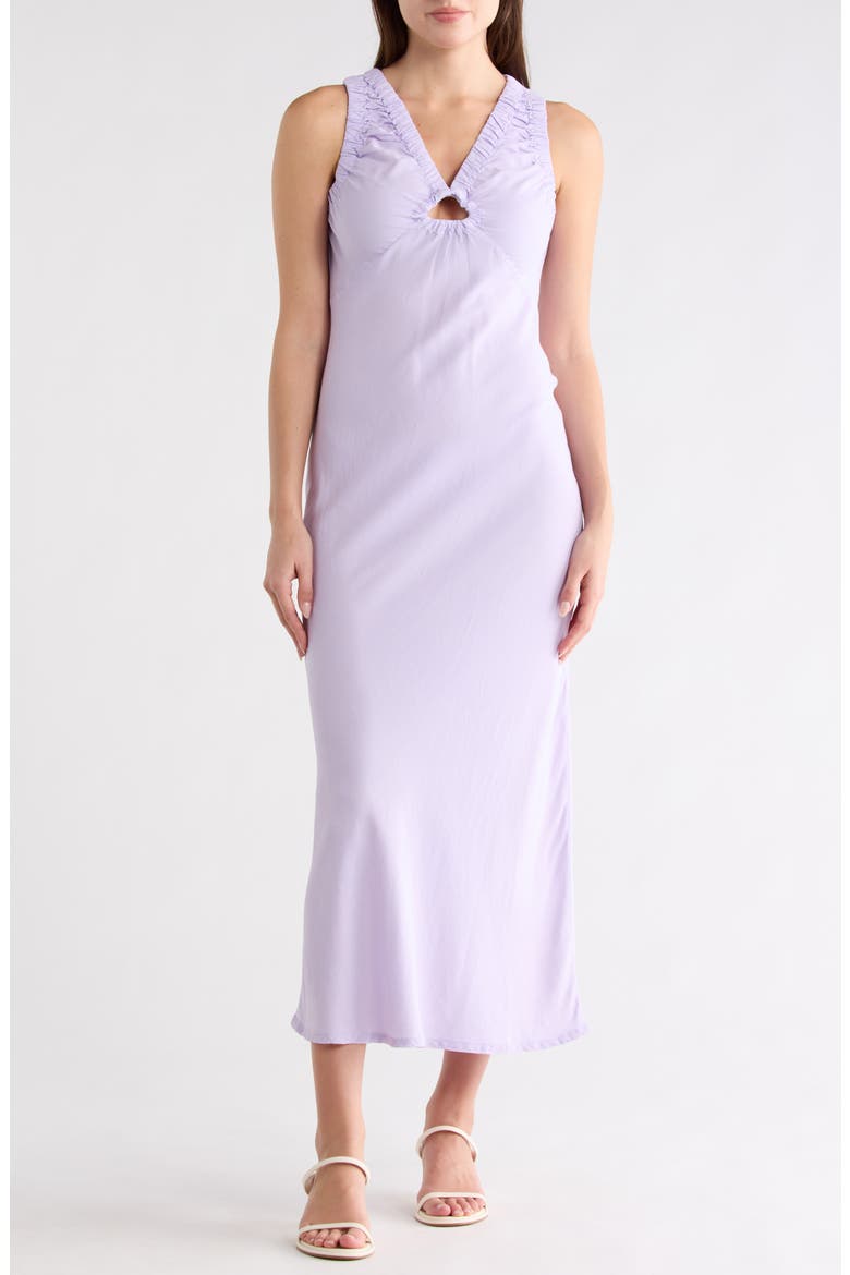 Keyhole Cotton Midi Dress, Main, color, LILAC