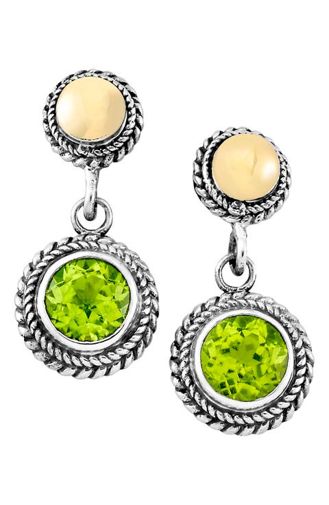 Round Stone Drop Earrings