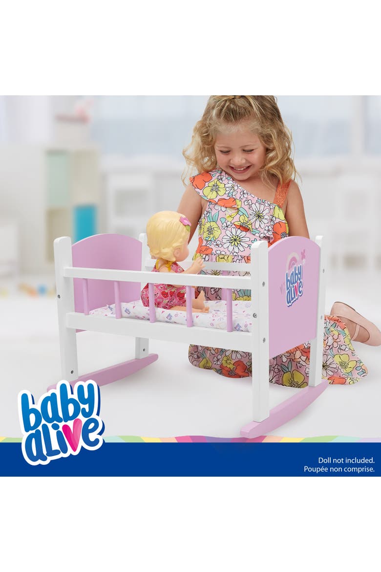 Baby Alive Wooden Doll Cradle Rocking Bed, Alternate, color, Multicolored