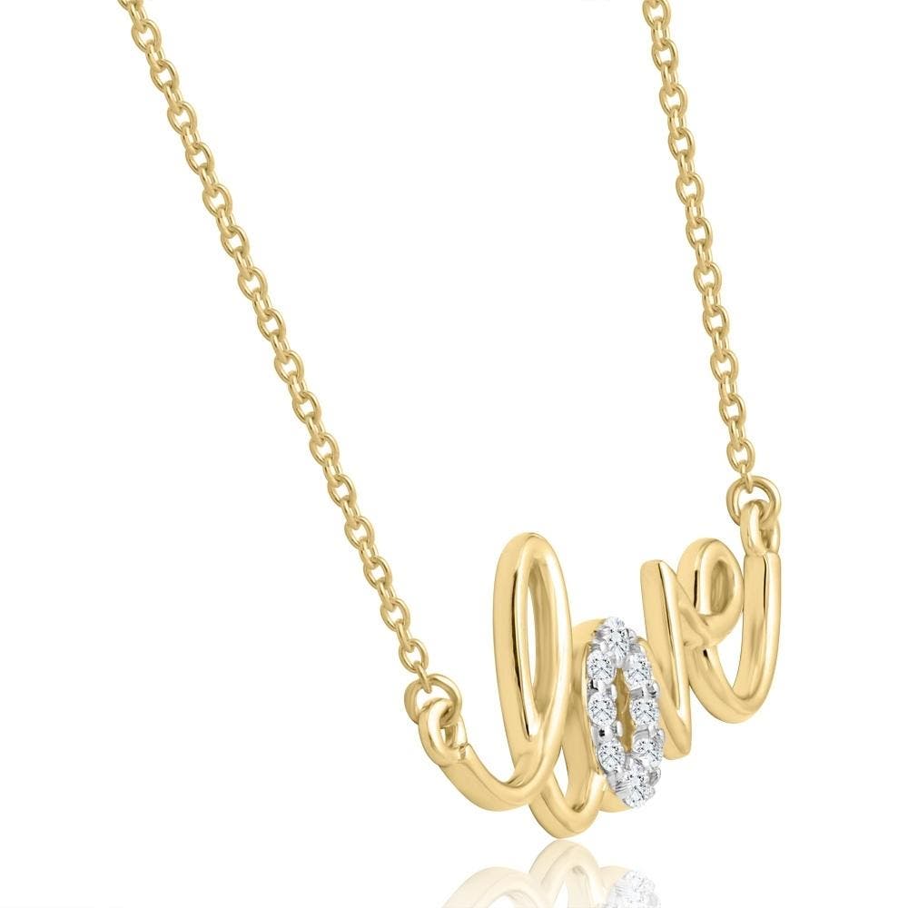 Bliss Diamond 1/10ct Diamond Love Pendant Scrip Gold Lab Grown Women's ...