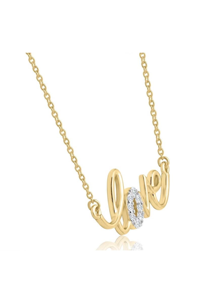 Bliss Diamond 1/10Ct Diamond Love Pendant Scrip Gold Lab Grown Women's 18" Necklace, Alternate, color, 10K Yellow Gold