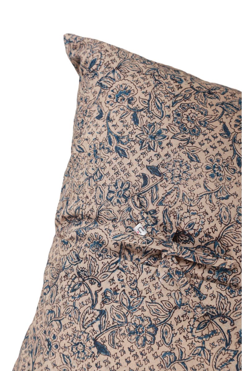 Ninéh Azure Blue Kalamkari Handcrafted Pillow - Cover, Alternate, color, Blue Floral Pattern